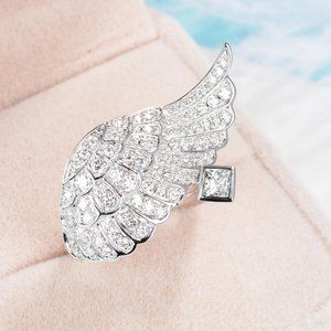 Lovely Fashion Zircon Full Filled Romantic Angel Wings Ring for Women, PD097